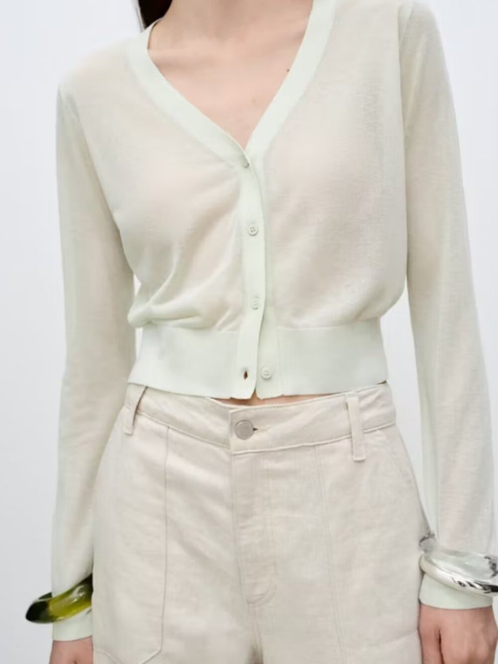 Mango Semi-transparent cropped knitted cardigan
